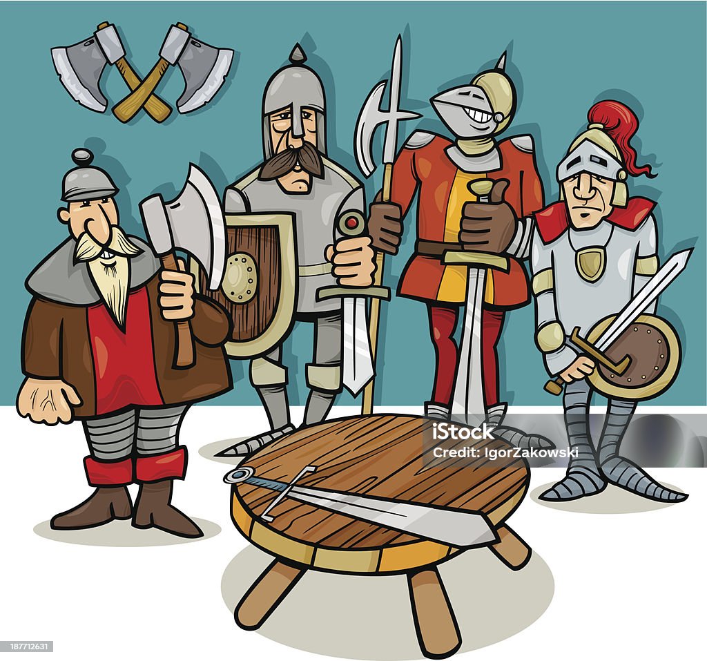 Knights Of The Round Table Cartoon Stock Illustration - Download Image Now  - Table, Knight - Person, Sword - iStock