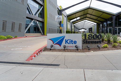 Kite Pharma office at 1800 Stewart St in Santa Monica, CA, USA - May 28, 2023. Kite Pharma is an American biotechnology company that develops cancer immunotherapy products.