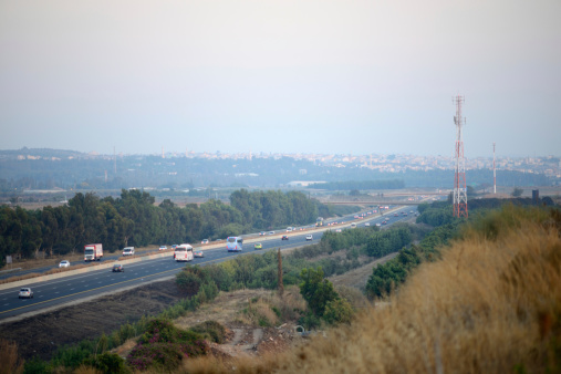 Cross-Israel speed Highway. Center of the country near Qalqilya and Kfar Saba.