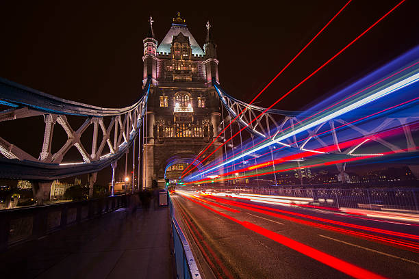istock Tower Bridge With Traffic Light Trails at Dusk, London 187714371