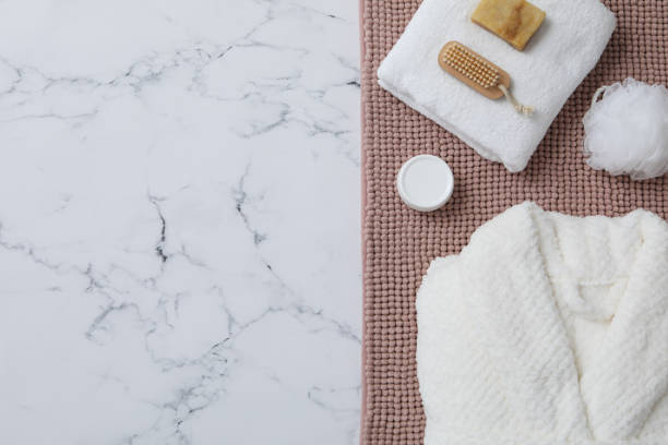 istock Bath accessories and supplies, composition with bathrobe 1877175250