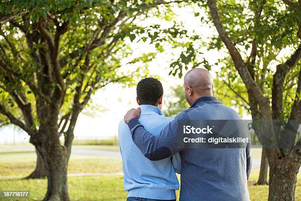 Father And Son Stock Photo - Download Image Now - Teenager, Embracing, Rear View