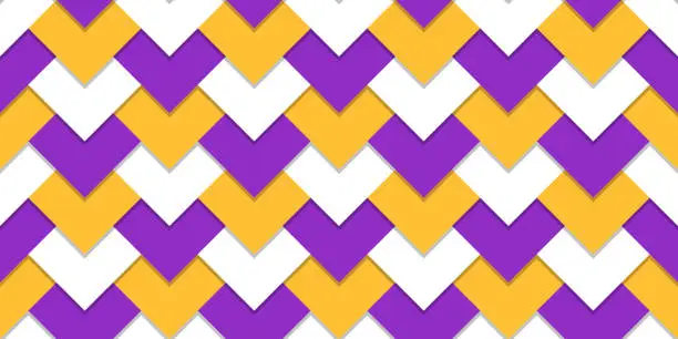 Vector illustration of Mardi Gras Seamless Geometric Pattern. Purple, Yellow and White Vector Abstract Background.