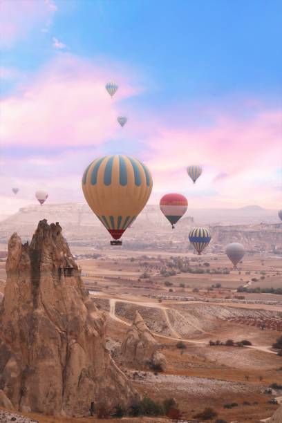 istock Flying hot air balloons in Cappadocia. 1877214649