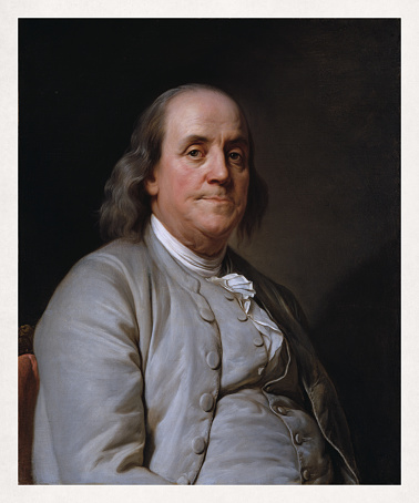 Portrait of Benjamin Franklin by Joseph-Siffred Duplessis painted in 1785.