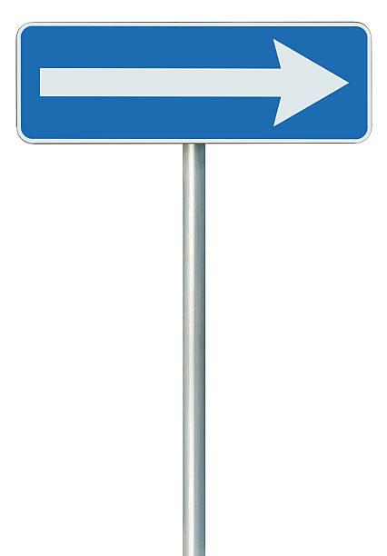 istock Right traffic route only direction sign turn pointer, blue isolated 187725646