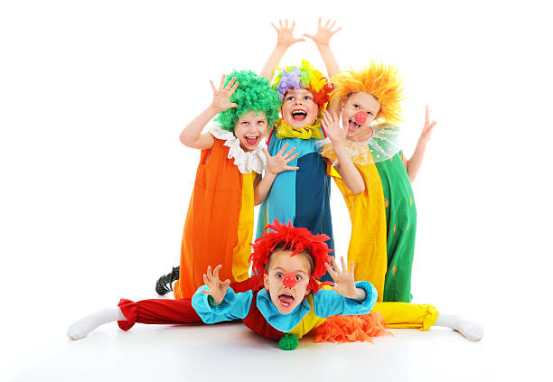 Funny clowns stock photo