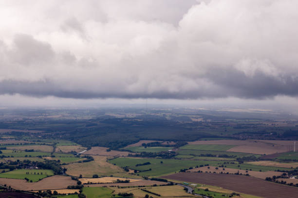A front of bad weather bringing wet, windy conditions to the area below, seen here from an aircraft view above.