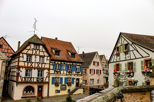 Image of the main square of the village of Eguisheim. Image taken in December 2022