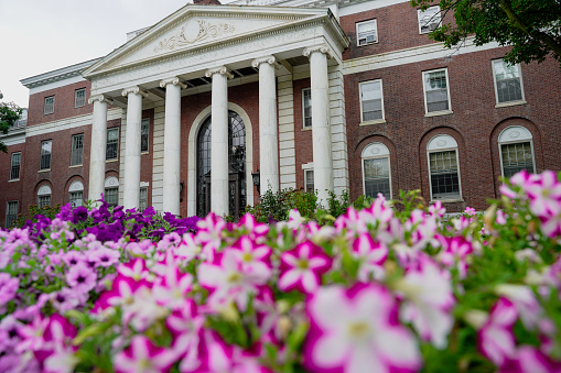 Burlington, USA, Vermont, USA -July 27, 2023: the campus of University of Vermont , a public university that is the oldest in Vermont.