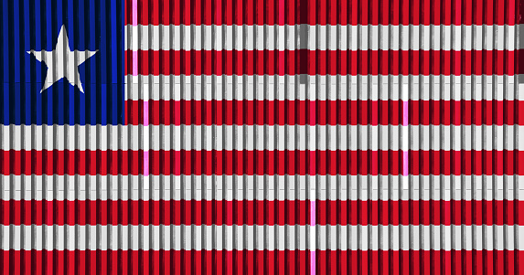 Flag of Republic of Liberia on a textured background. Concept collage.