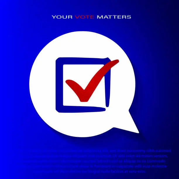 Vector illustration of Election voting concept in flat style. Vote in the USA, banner design. Choice and voting icon on color background. Election voting poster with place for text.