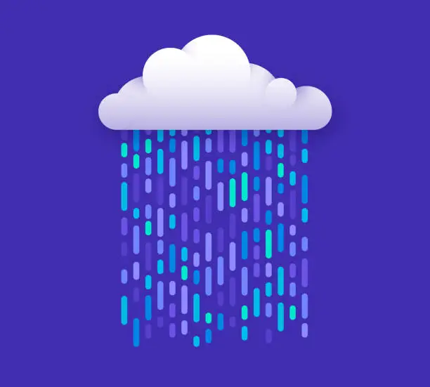 Vector illustration of Digital Data Rain Cloud