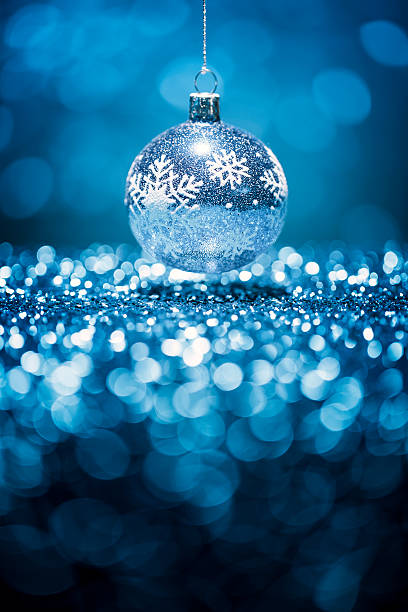 istock Blue Christmas Bauble - Glitter Bokeh Hanging Decoration 187736640