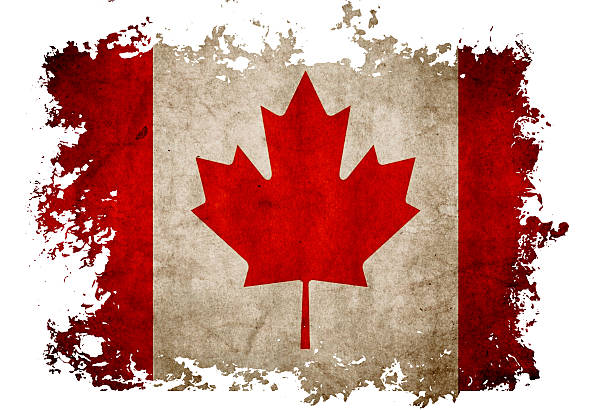 istock Canada flag on old vintage paper in isolated white background 187739595