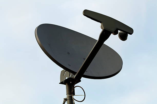 istock Gray Home TV Dish Against Blue Sky 187740381