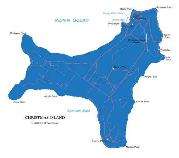 Vector illustration of Christmas Island highly detailed political map