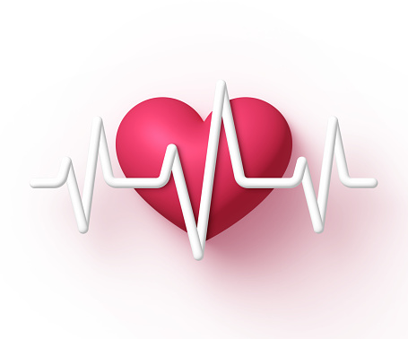 Heart pulse trace modern health healthcare background 3D design.
