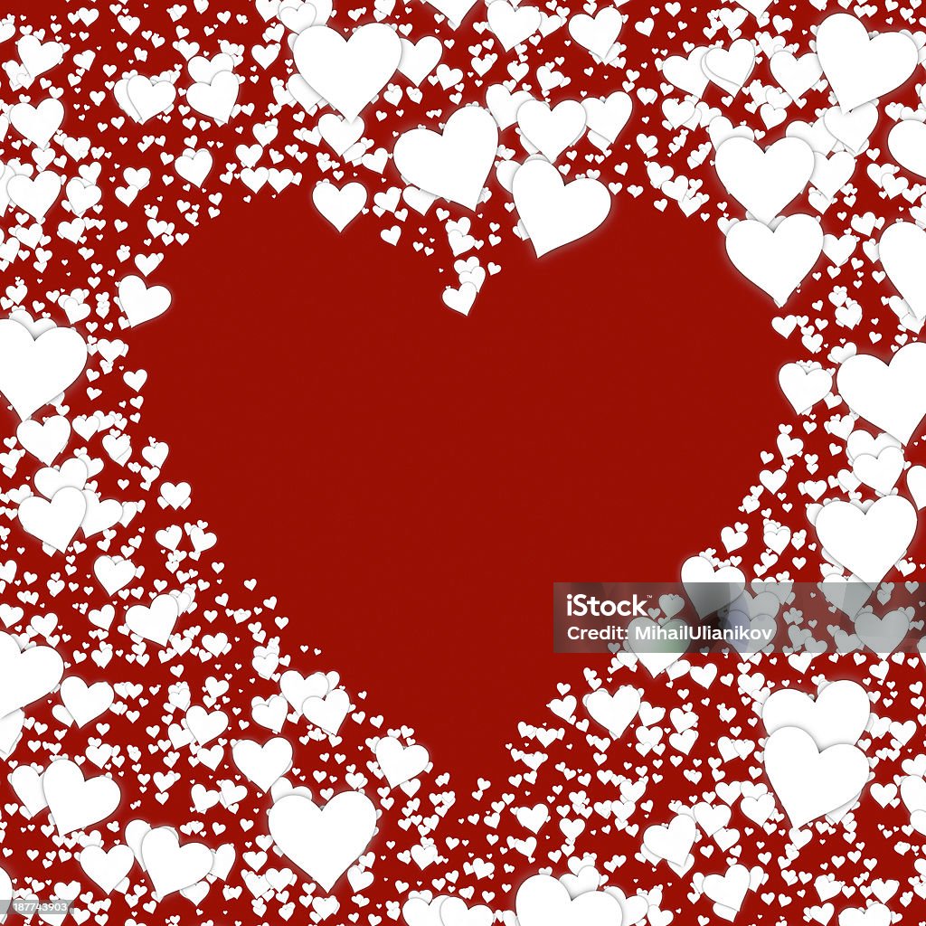 shape from different white hearts on red backgrounds. Valentine's day shape from different white hearts on red backgrounds. Valentine's day symbol Abstract Stock Photo