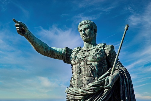 Julius Caesar, ancient statue in Rome, Italy. Concept for leadership, personal growth, personal development, self help
