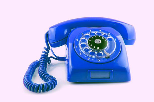 istock old  BLue telephone with rotary dial 187747282