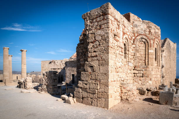 Scenic views ancient ruined building on Kos, Greek Island