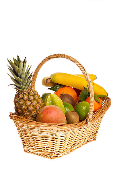 istock Willow basket full of fresh fruits 187748198