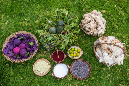 traditional dyes in the peruvian Andes at Cuzco Peru