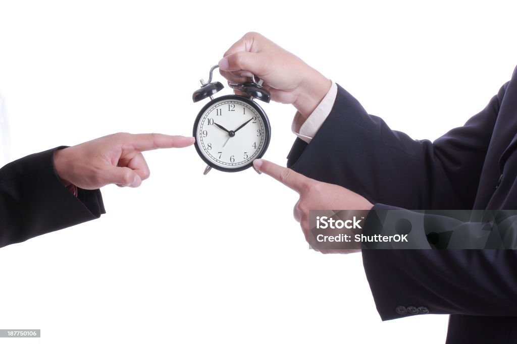 Hombre de negocios punto para pedir algo de reloj - Foto de stock de Cronometrador libre de derechos