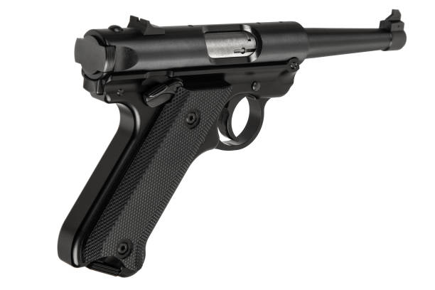 istock Classic semi-automatic pistol .22lr  isolate on a white background. Armament for the army and police. Short-barreled weapon. 1877515744