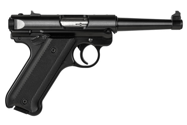 istock Classic semi-automatic pistol .22lr  isolate on a white background. Armament for the army and police. Short-barreled weapon. 1877515750