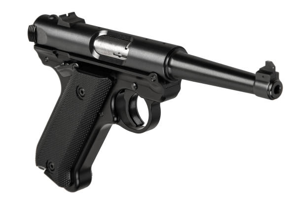 istock Classic semi-automatic pistol .22lr  isolate on a white background. Armament for the army and police. Short-barreled weapon. 1877515758