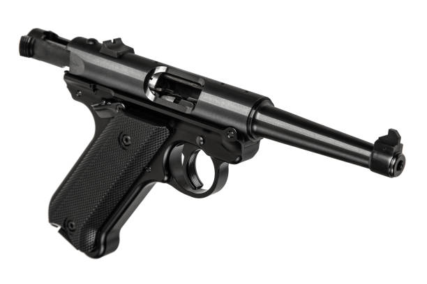 istock Classic semi-automatic pistol .22lr  isolate on a white background. Armament for the army and police. Short-barreled weapon. 1877515773