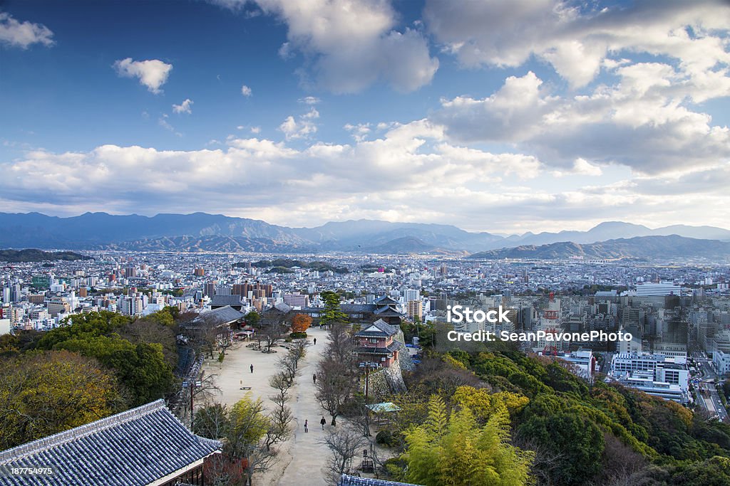 An aerial view of the city of Matsuyama Japan Matsuyama, Japan cityscape. Matsuyama - Ehime Stock Photo