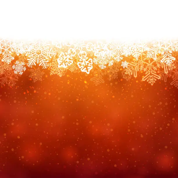 Vector illustration of White and red rough snow banner with beautiful snowflakes.