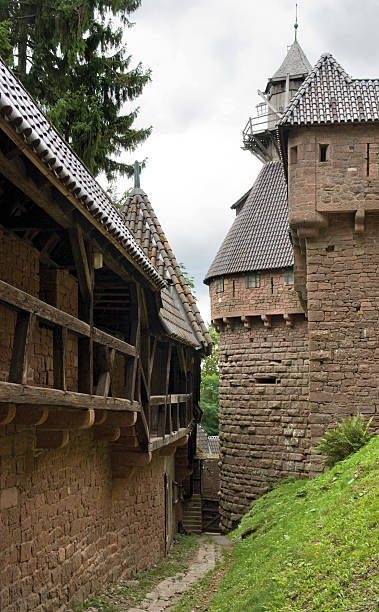 castillo haut koenigsbourg-detalles - koenigsburg fotografías e imágenes de stock