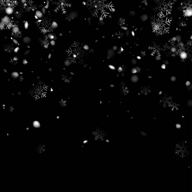 istock Winter Christmas and New year banner with white falling snowflakes on black background. 1877592181