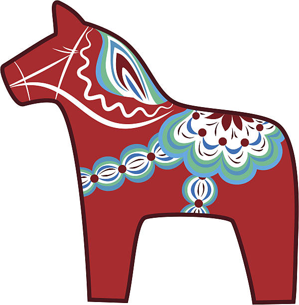 традиционные деревянные лошади швеции - dala horse stock illustrations