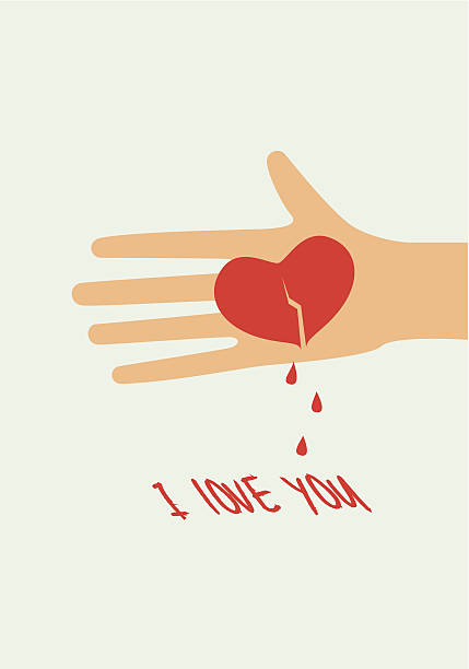 hand with broken heart vector art illustration