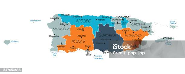 Pink Puerto Rico Map Puerto Rico Map Vector Colored Map Of Puerto Rico Stock Illustration ...