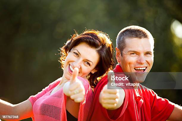 Happy Couple Outdoor Portrait Stock Photo - Download Image Now - 30-39 Years, Adult, Adults Only