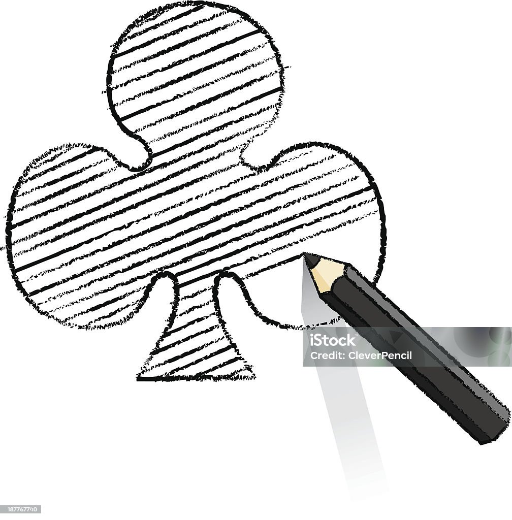 Ombreggiatura della matita nera in Asso di Fiori che giocano icona della scheda - arte vettoriale royalty-free di Angolo acuto