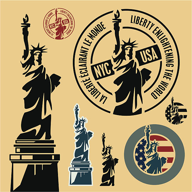 statua wolności - statue city statue of liberty new york city stock illustrations