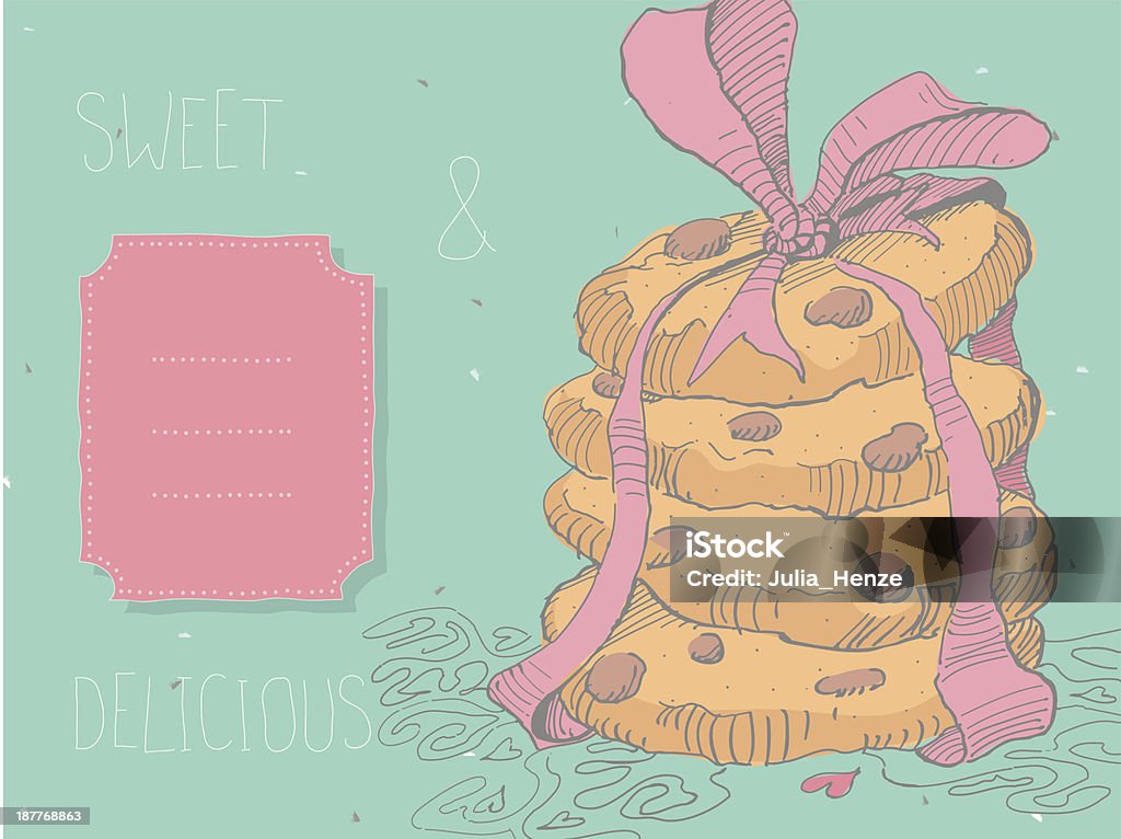 Pila de deliciosas galletas con pedacitos de chocolate - arte vectorial de Galleta con trozos de chocolate libre de derechos