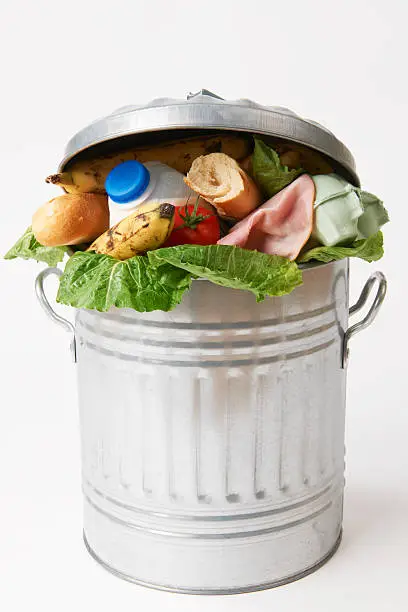 Photo of Fresh Food In Garbage Can To Illustrate Waste