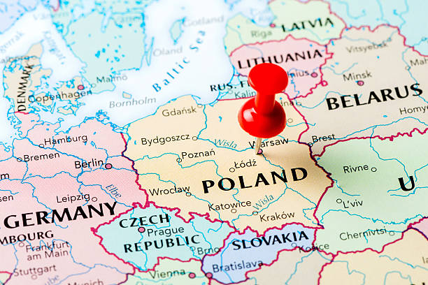 mapa de polonia - poland fotografías e imágenes de stock