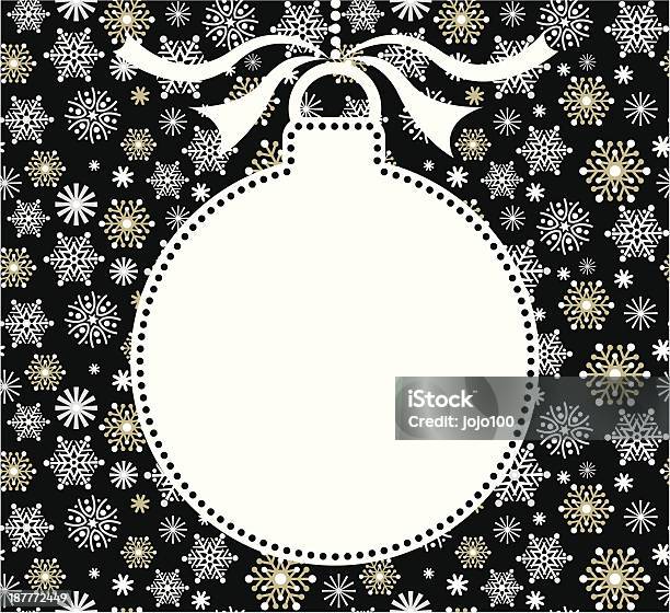 Ilustración de Navidad Silueta Bauble Snowflakes Invitamos A y más Vectores Libres de Derechos de Adorno de navidad - Adorno de navidad, Blanco - Color, Colgar