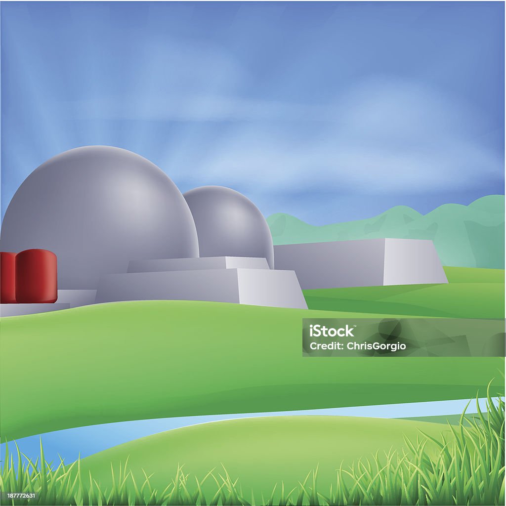 原子力発電イラストレーション - 丸屋根のロイヤリティフリーベクトルアート