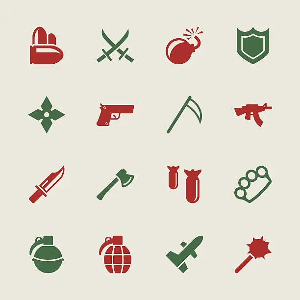 Vector illustration of Weapon Icons - Color Series | EPS10