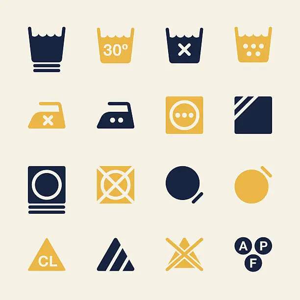 Vector illustration of Laundry Sign Icons Set 3 - Color Series | EPS10